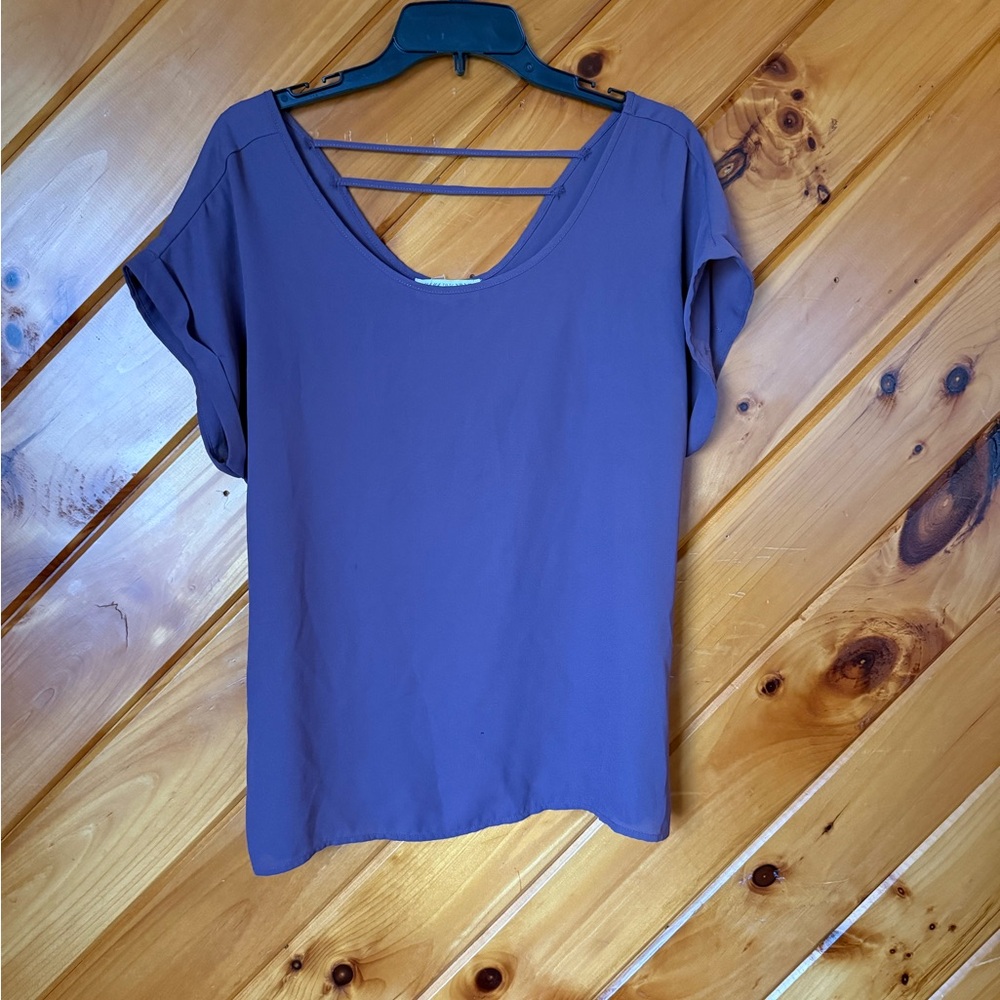 Pink Rose Short Sleeve Purple Top